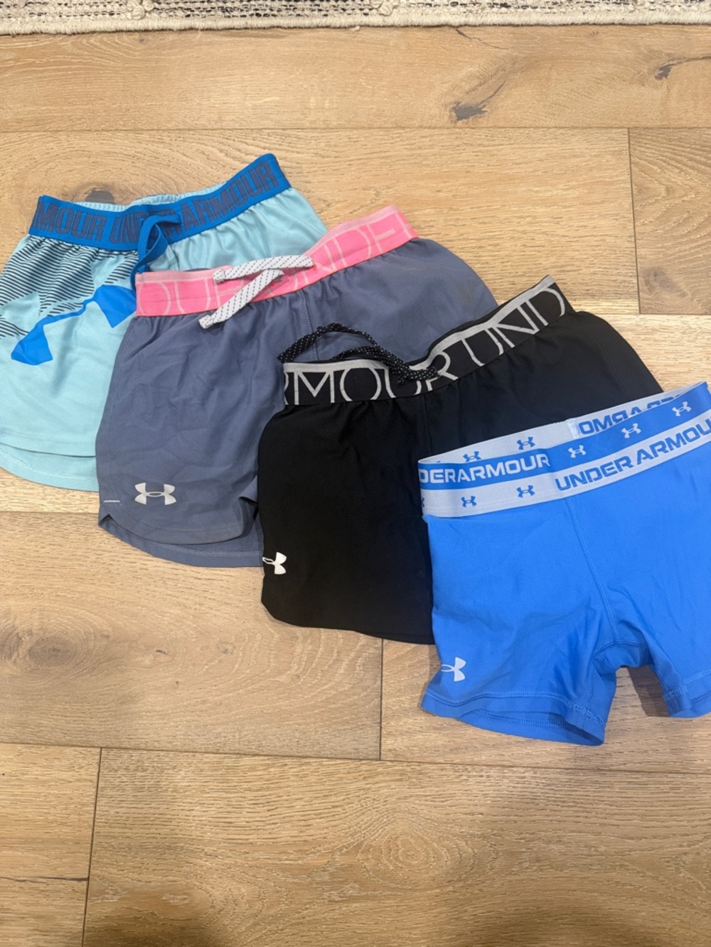 Under Armour Girls' 4-Pack Athletic Shorts - Black, Gray & Blue